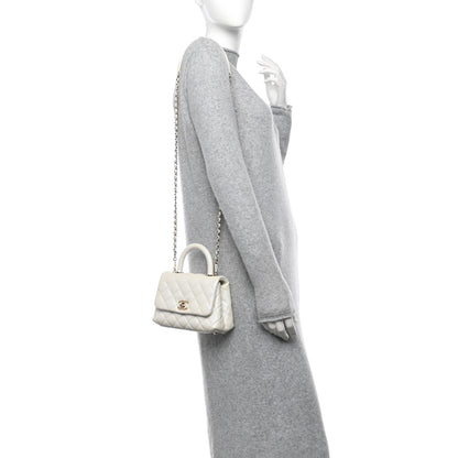 Chanel Iridescent Caviar Quilted Extra Mini Coco Handle Flap White 2 of 10