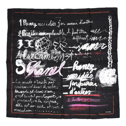 Chanel Silk Twill Chalk Print CC Square Scarf Black 1 of 4