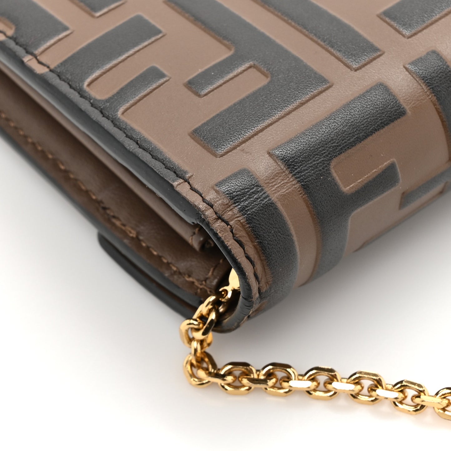 Vitello Soft F is Fendi Bi-Color FF 1974 Embossed Continental Envelope Wallet On Chain Maya Black