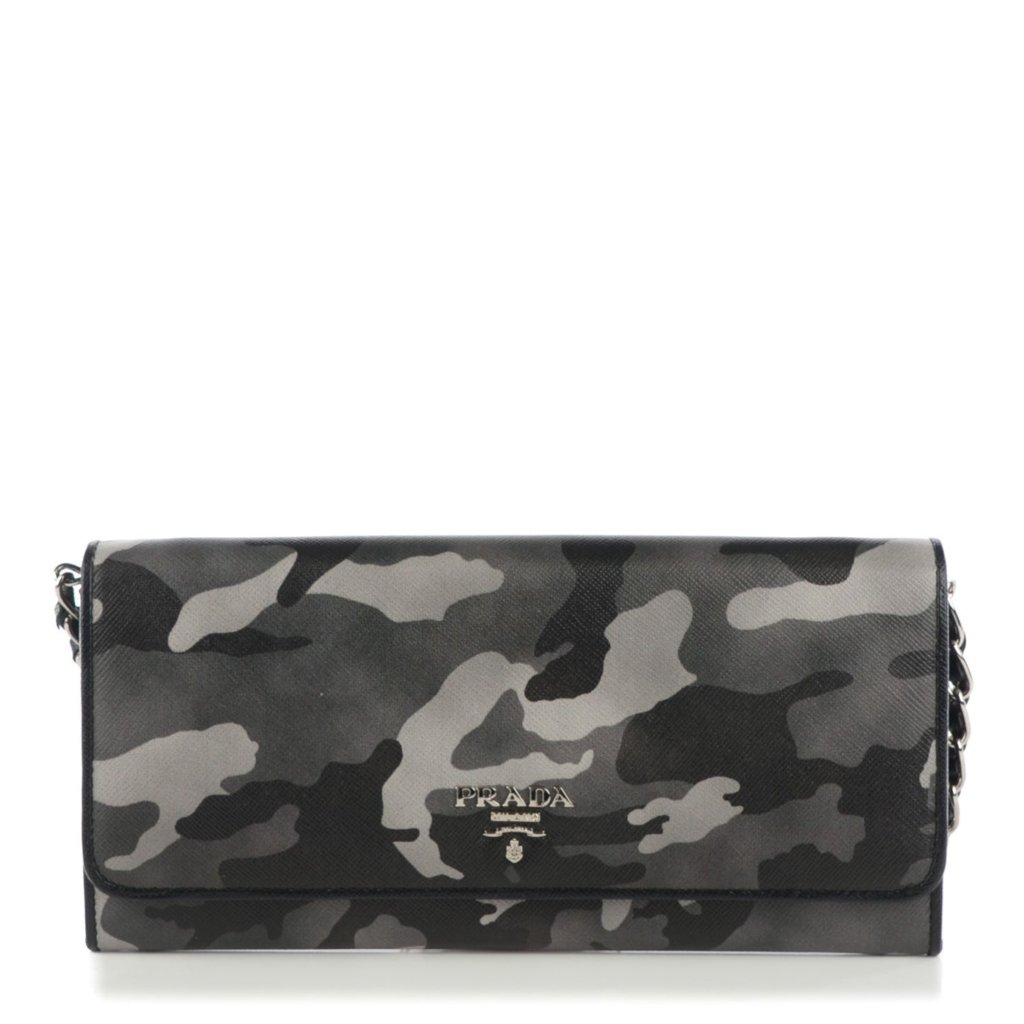 Saffiano Camouflage Print Continental Chain Wallet Marmo Dis Camouflage