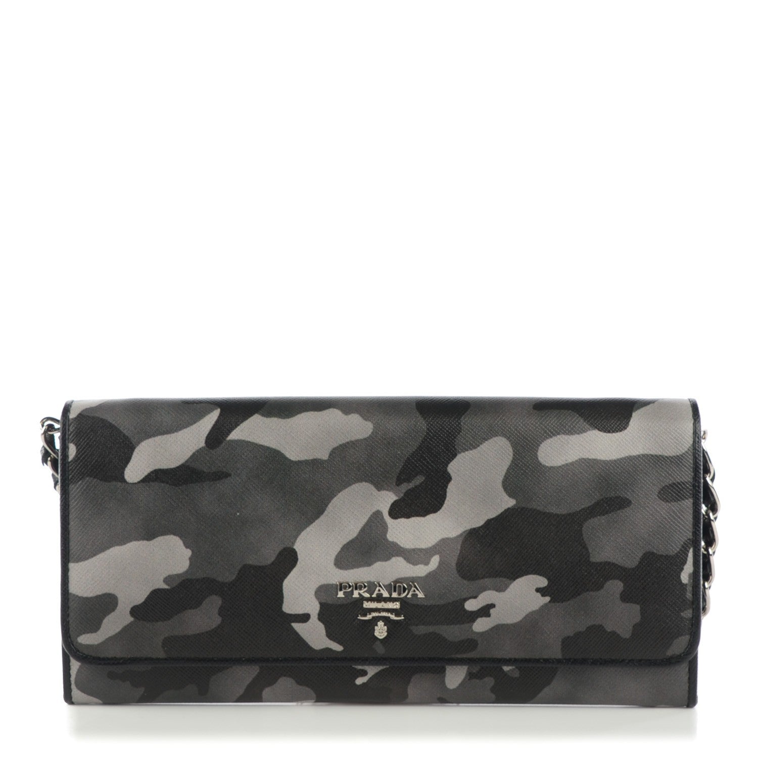 Prada Saffiano Camouflage Print Continental Chain Wallet Marmo Dis Camouflage 1 of 8