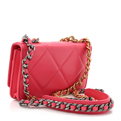 Chanel Lambskin Quilted Chanel 19 Wallet On Chain WOC Dark Pink 3 of 15