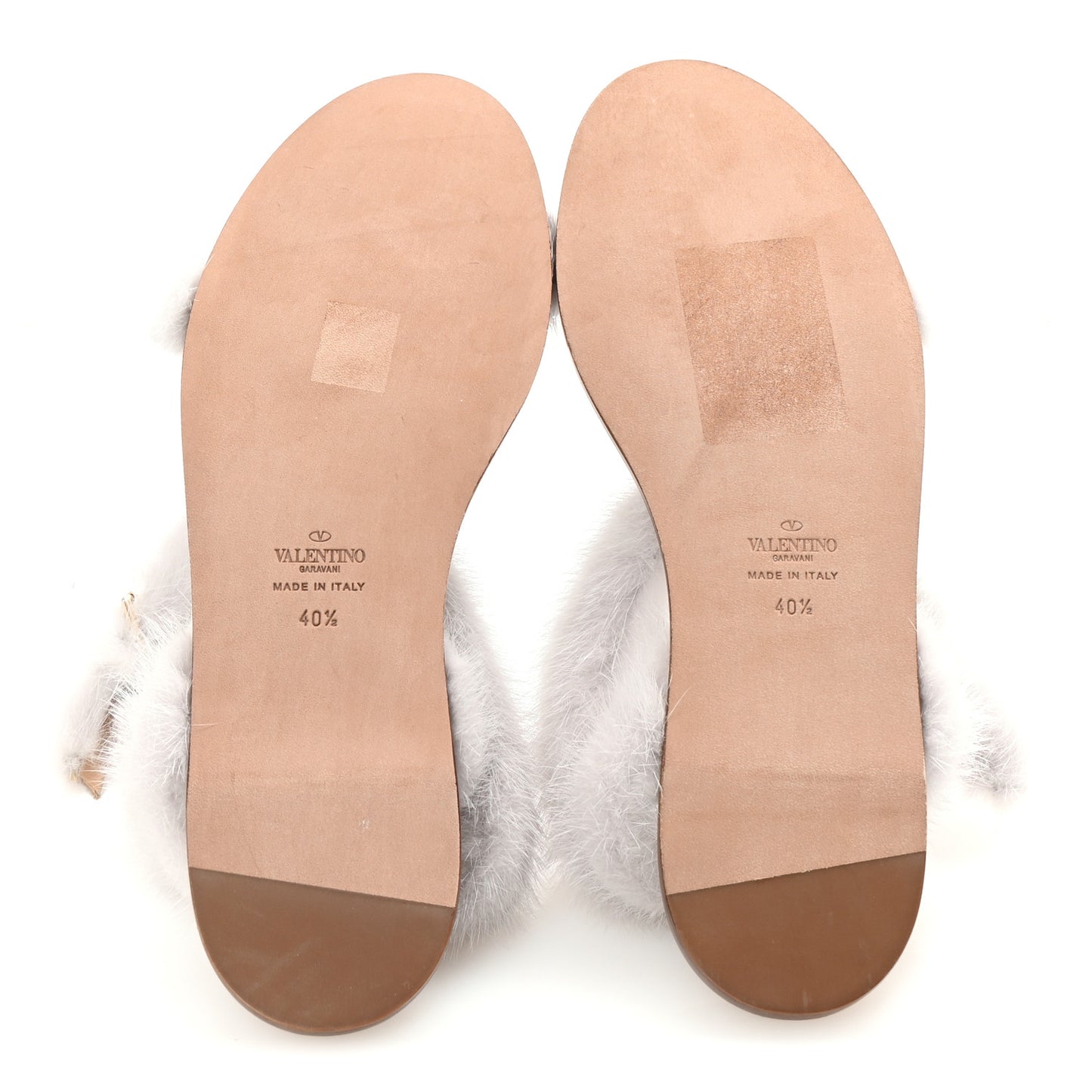 Mink Fur Ankle Wrap Flat Sandals 40.5 Grigio Perla