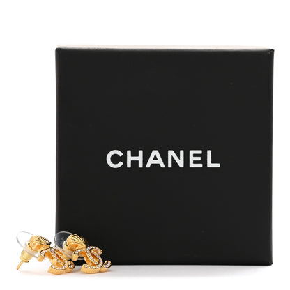 Chanel Crystal CC Shell Earrings Gold 5 of 5