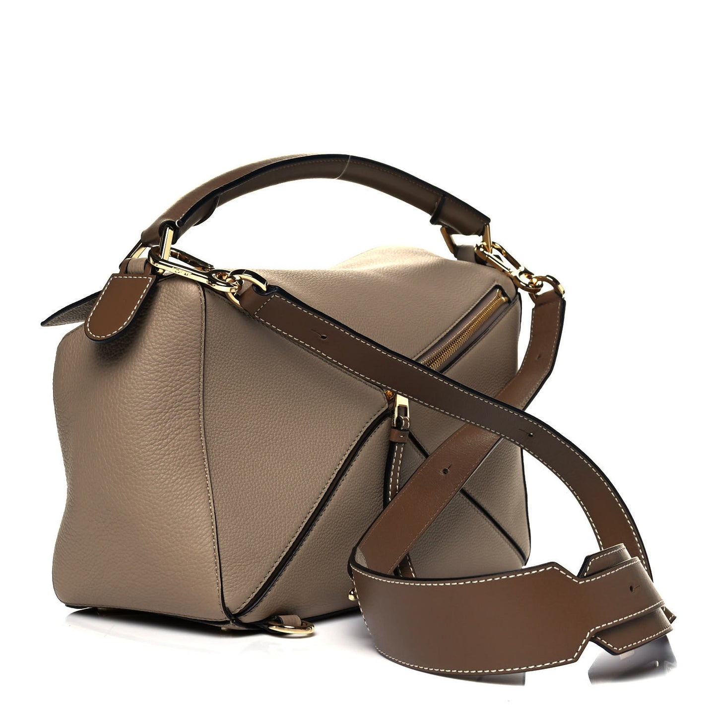 Grained Calfskin Medium Puzzle Bag Sand Mink