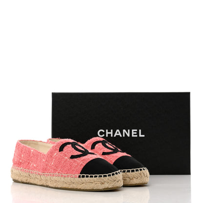 Chanel Tweed Grosgrain CC Espadrilles 38 Pink Black 10 of 10