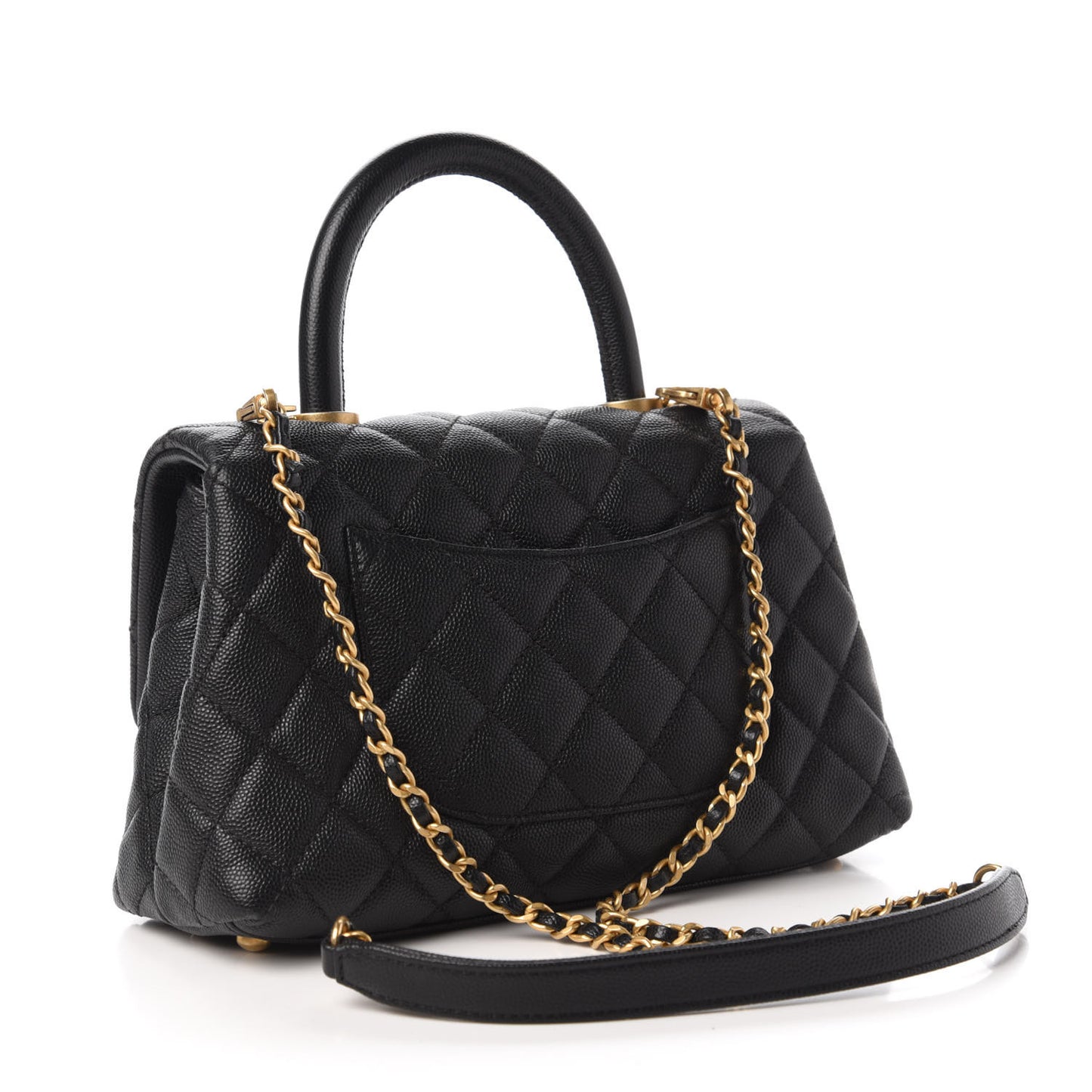 Caviar Quilted Mini Coco Handle Flap Black