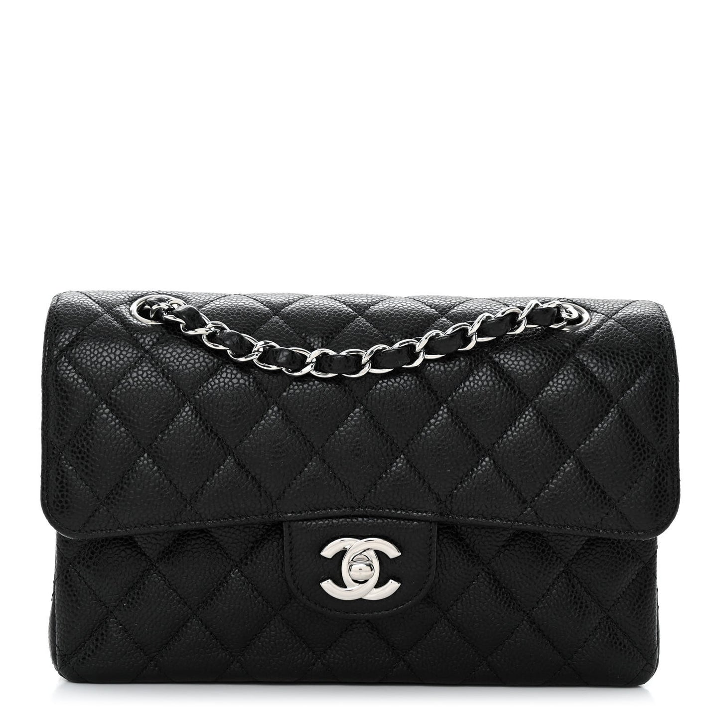 Caviar Quilted Small Double Flap Black