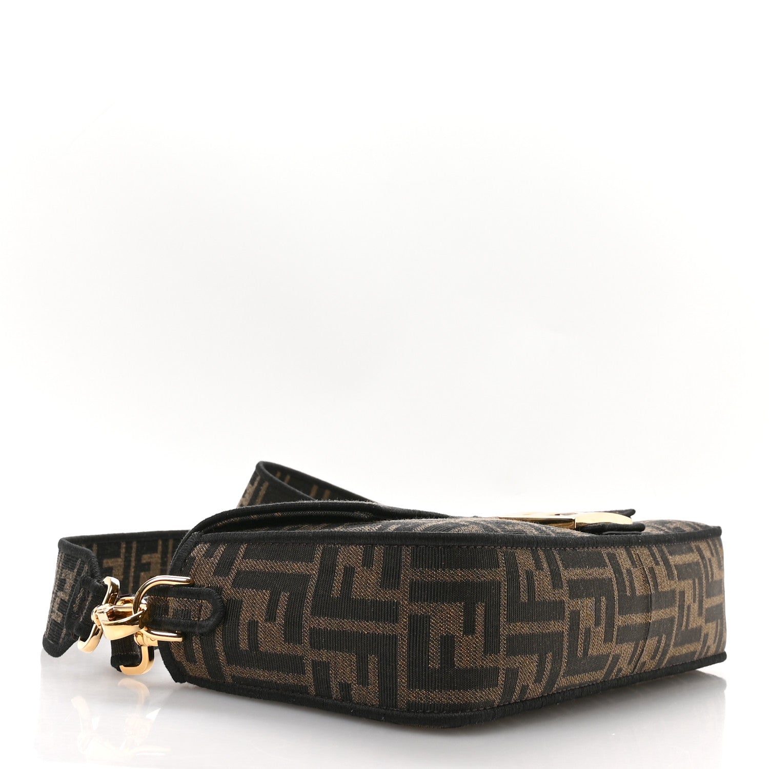 Fendi Fabric Jacquard FF 1974 Medium Baguette Tobacco Moro Black 4 of 11