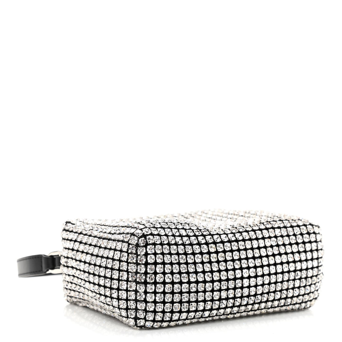 Mesh Crystal Rhinestone Mini Heiress Pouch Black Silver