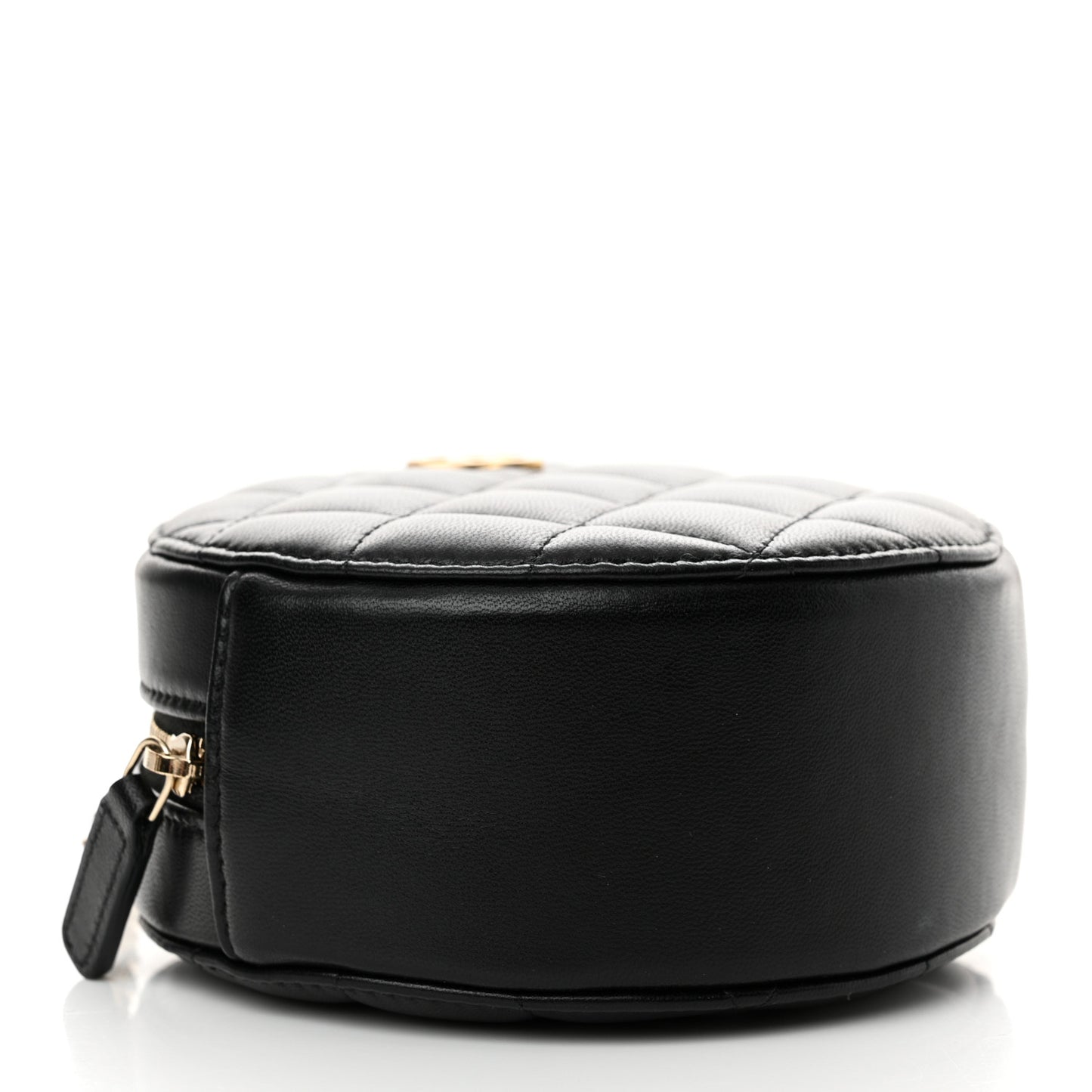 Lambskin Quilted Romance Round Clutch With Chain Black