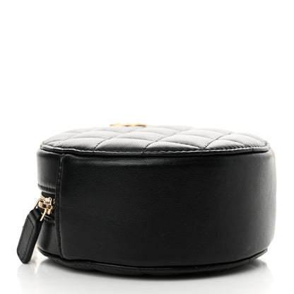 Chanel Lambskin Quilted Romance Round Clutch With Chain Black 4 of 11