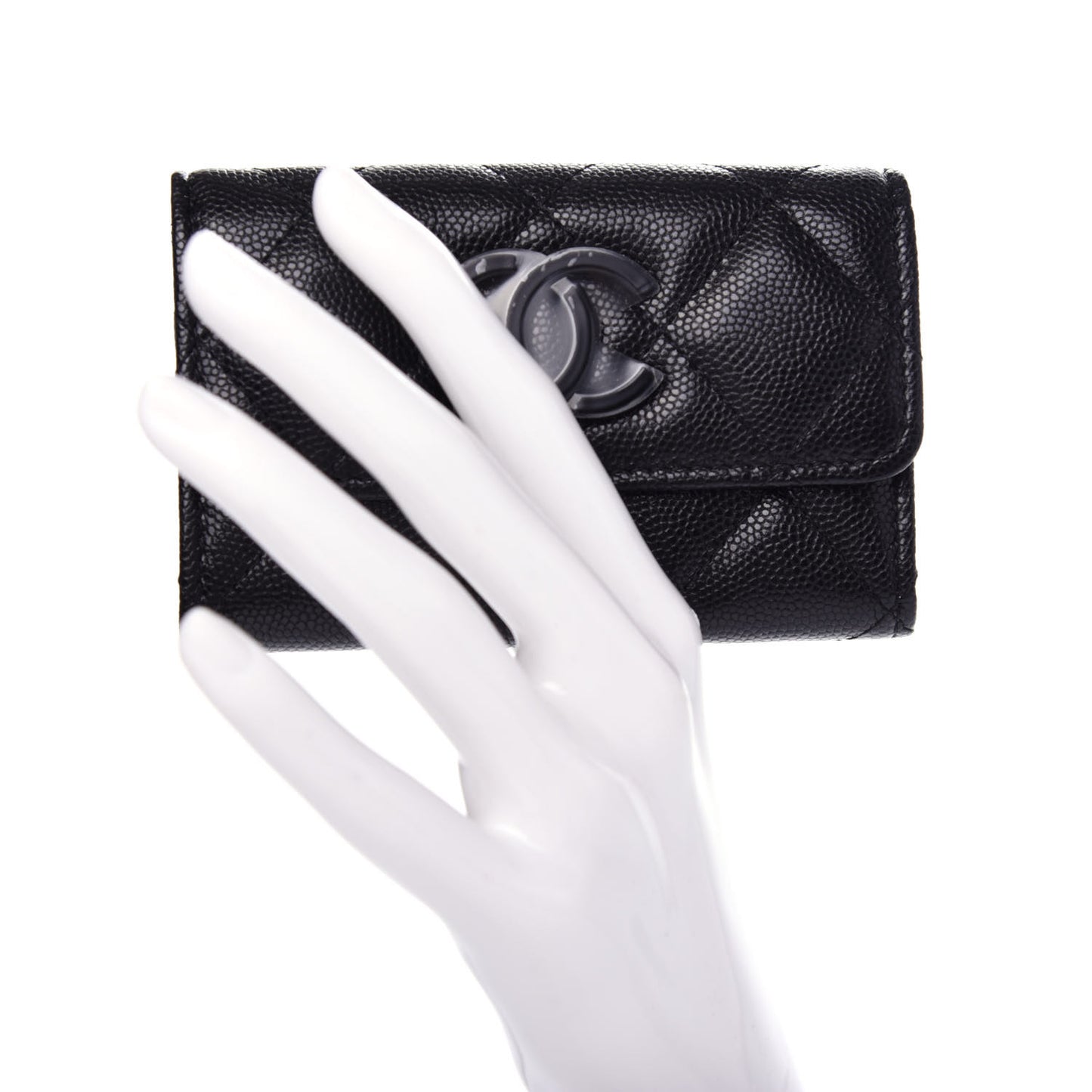 Caviar Quilted My Everything Flap Card Holder Black