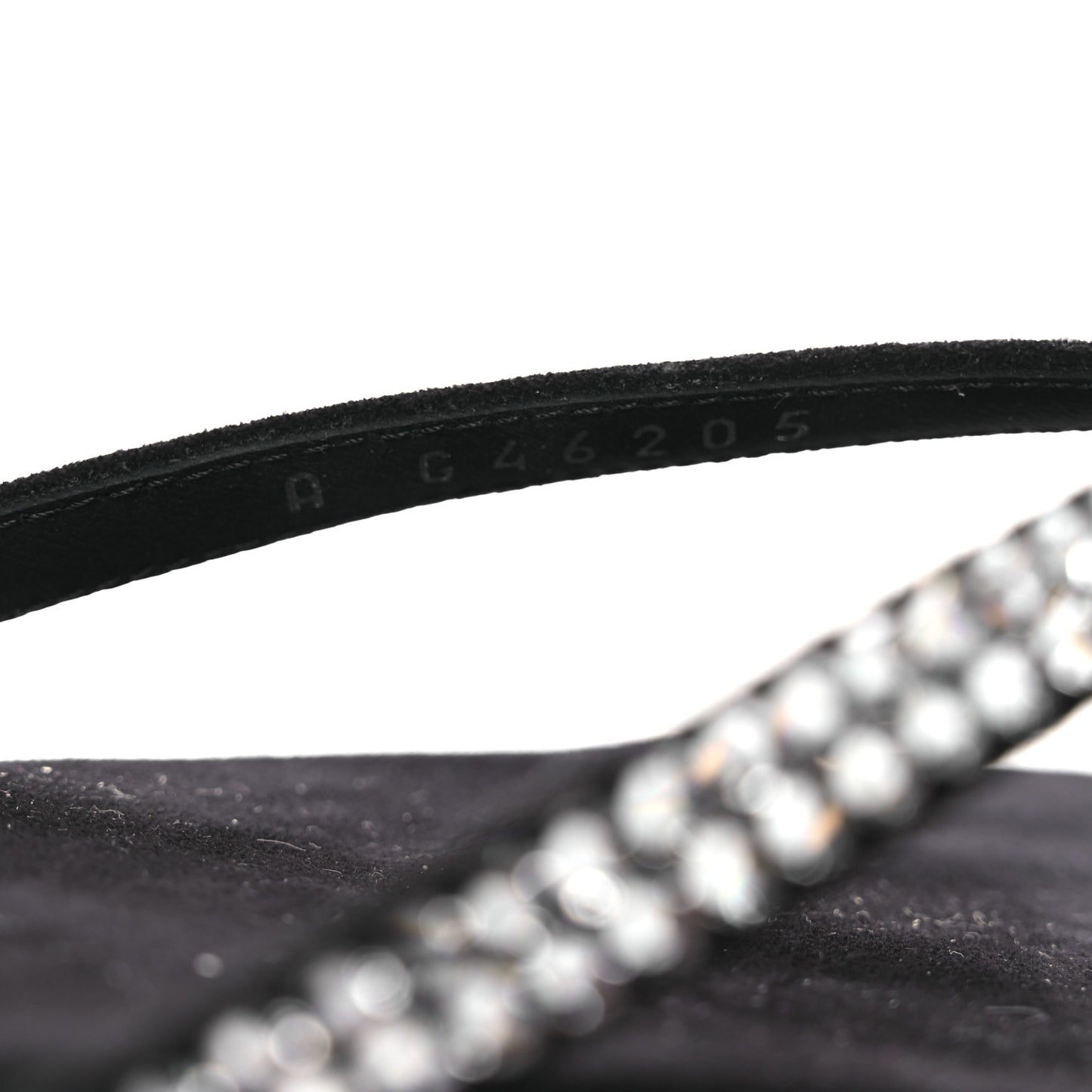 Suede Kidskin Strass CC Thong Sandals 36.5 Black 38.5 Black