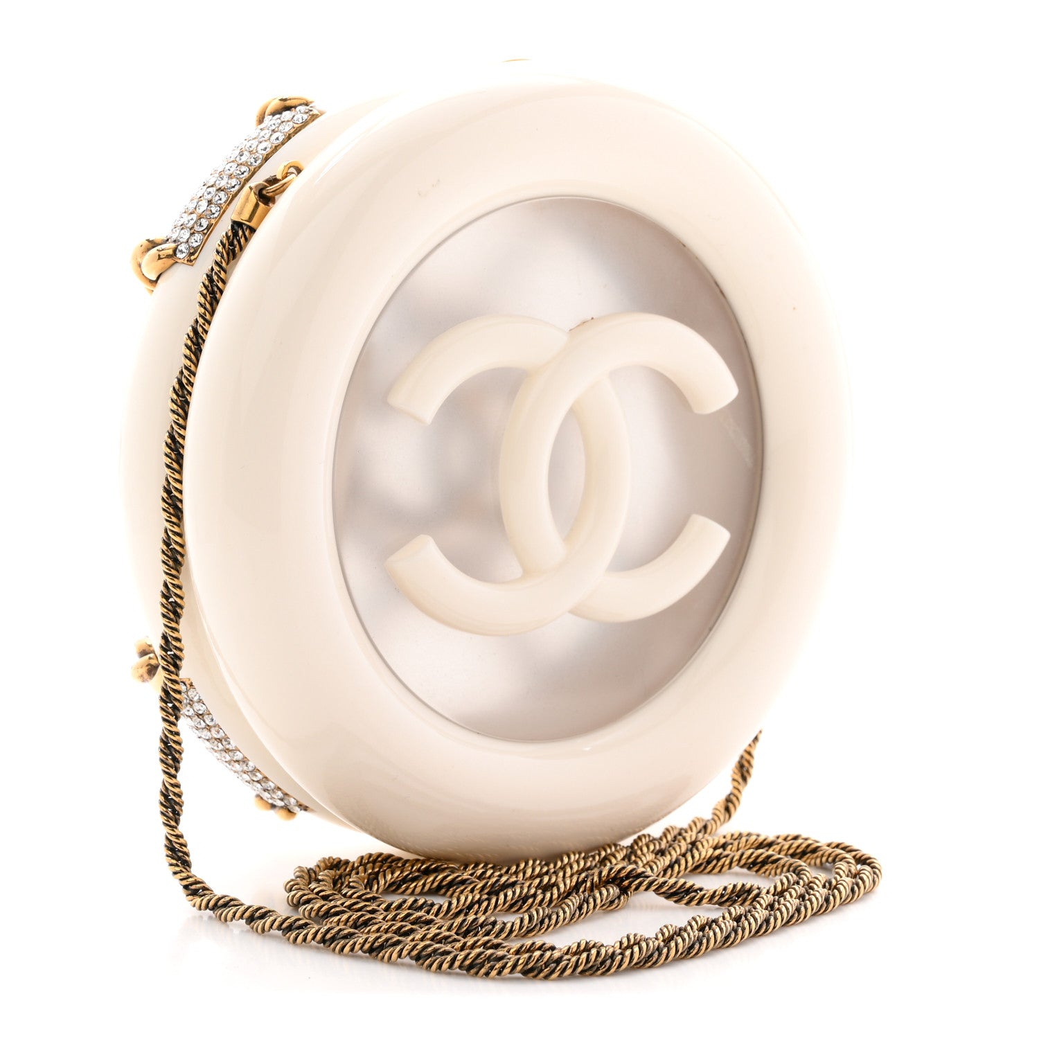 Chanel Resin Crystal Rescue Wheel Minaudière White 3 of 11