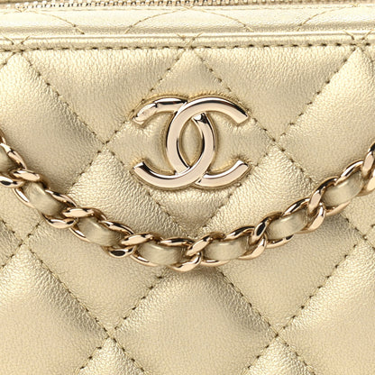 Chanel Metallic Lambskin Quilted Top Handle Vanity Case Gold 7 of 10