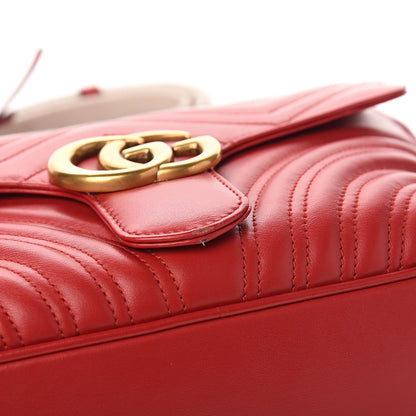 Gucci Calfskin Matelasse Sylvie Web Small GG Marmont Top Handle Shoulder Bag Hibiscus Red 8 of 11