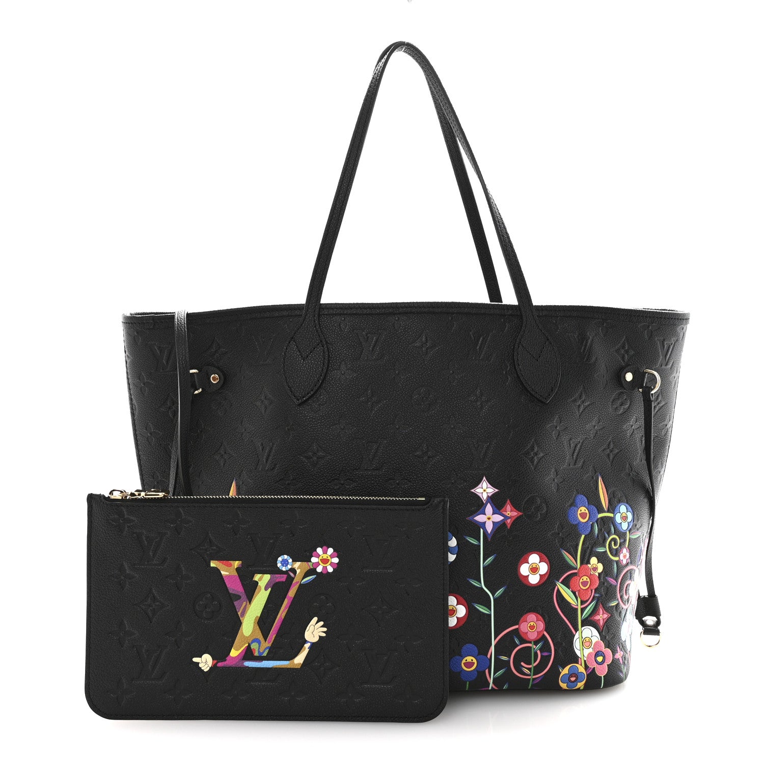 Louis Vuitton LV X TM Empreinte Flowers Neverfull MM Black 3 of 11