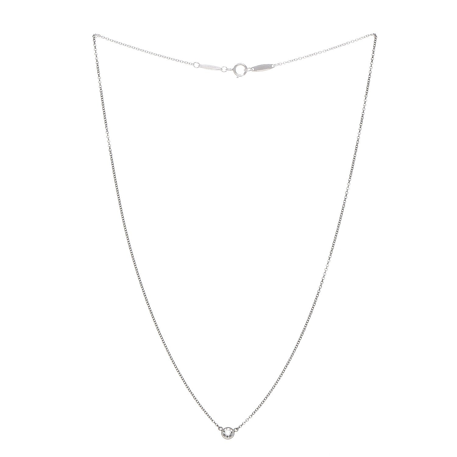 Tiffany Platinum Diamond .14ct Elsa Peretti Diamonds by the Yard Pendant Necklace 3 of 7