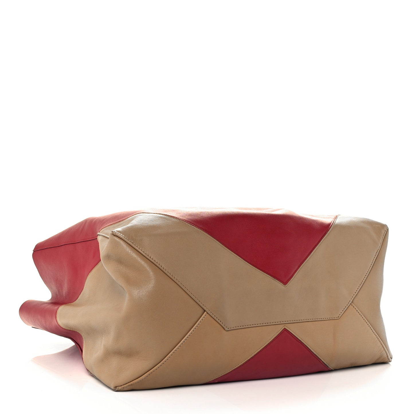 Lambskin Horizontal Bi-Color Coeur Cabas Raspberry Butter