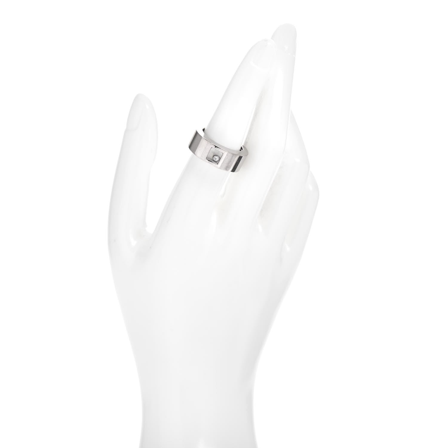 Chopard 18K White Gold Happy Diamond Square Band Ring 54 6.75 2 of 4