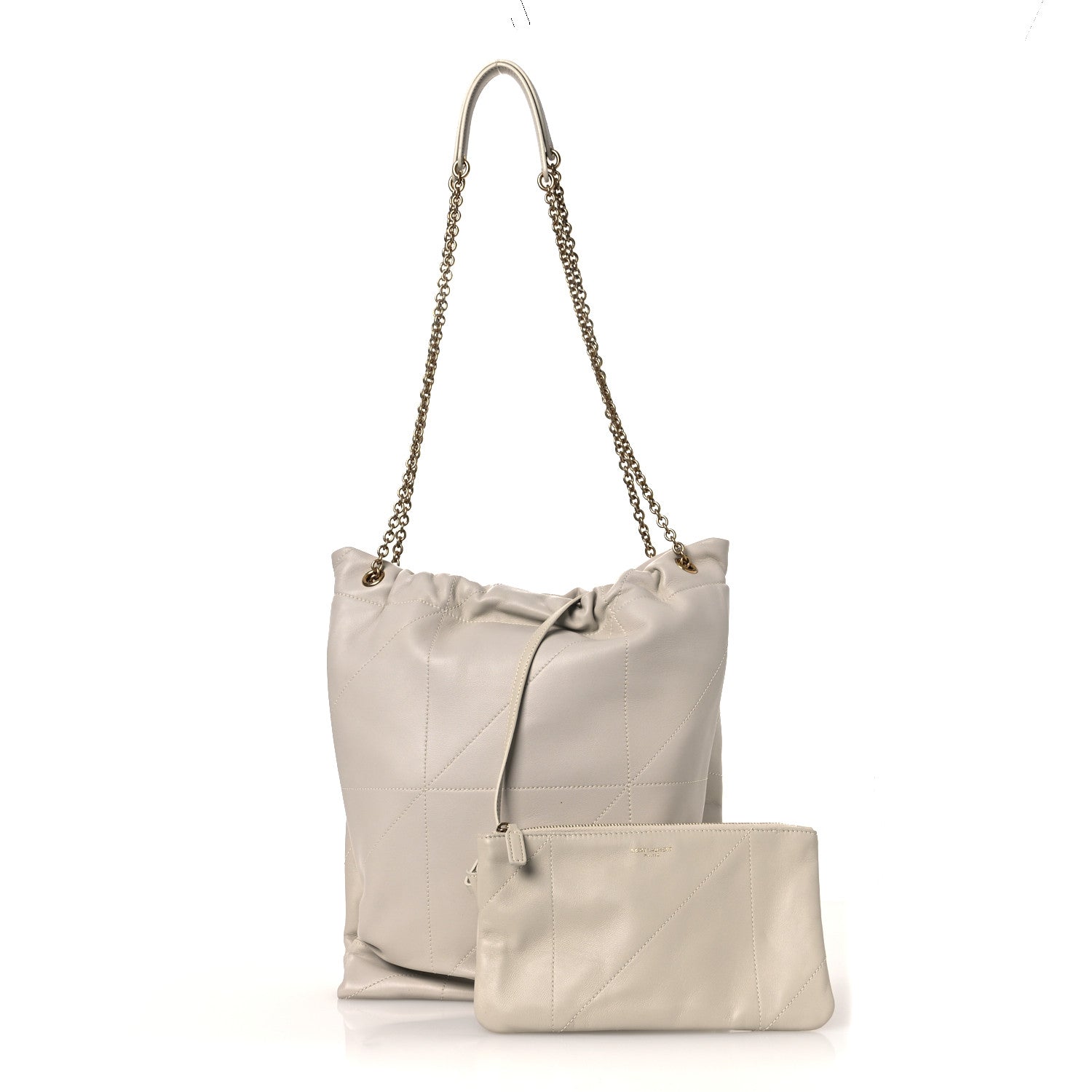 Saint Laurent Lambskin Matelasse Monogram Medium Jamie 4.3 Pochon Blanc Vintage 3 of 11