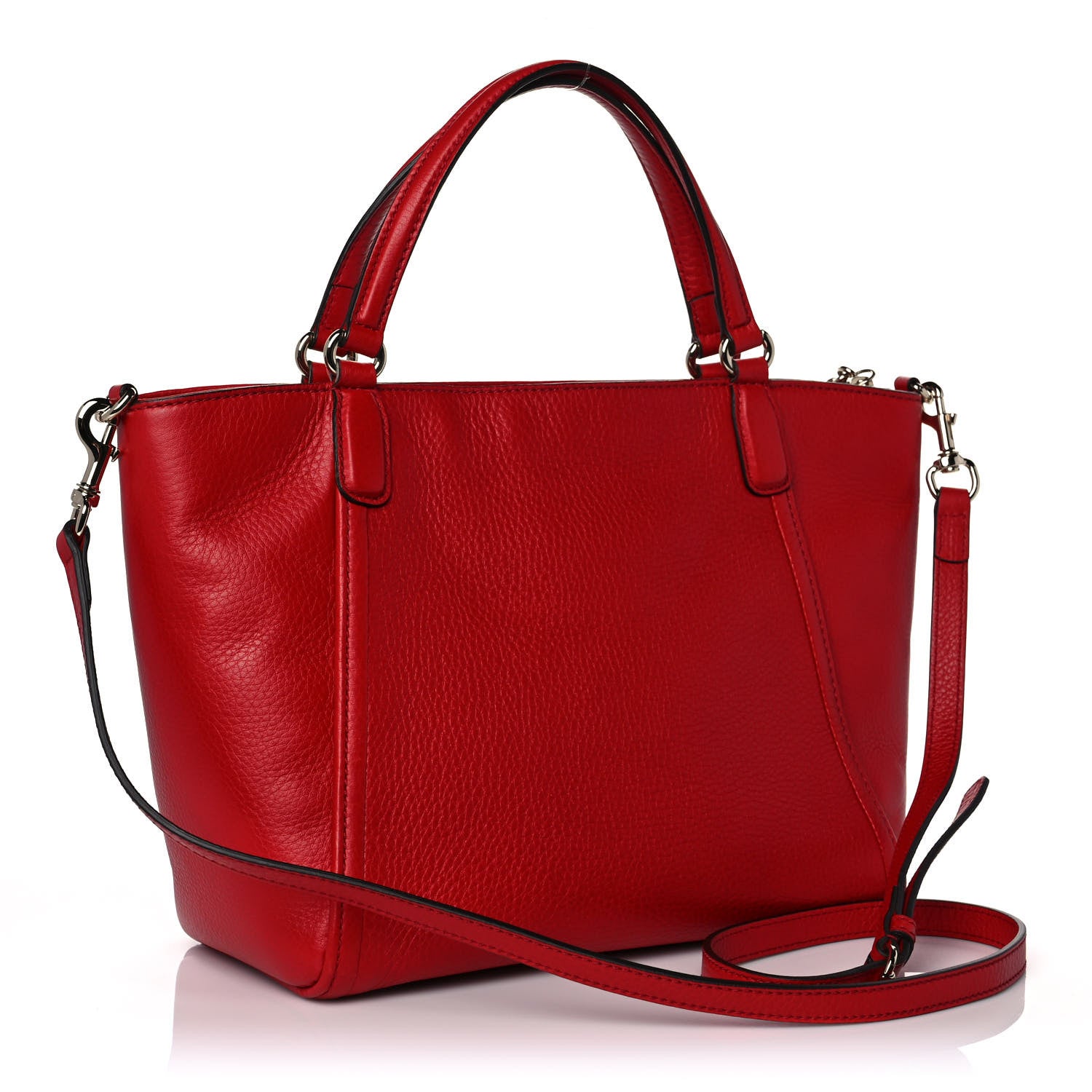 Gucci Pebbled Calfskin Small Soho Top Handle Bag Red 2 of 10