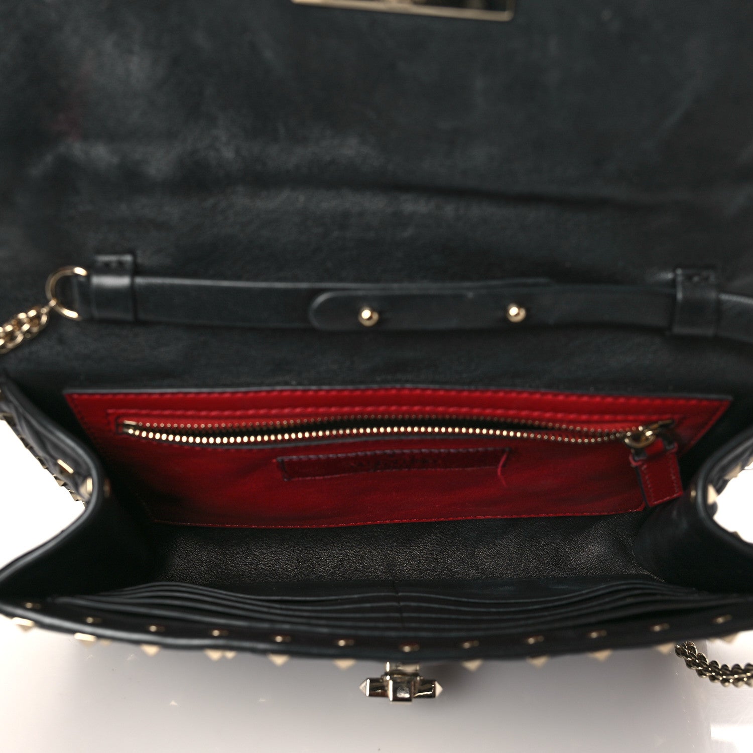 Valentino Garavani Lambskin Rockstud Spike Wallet on Chain Black 5 of 9
