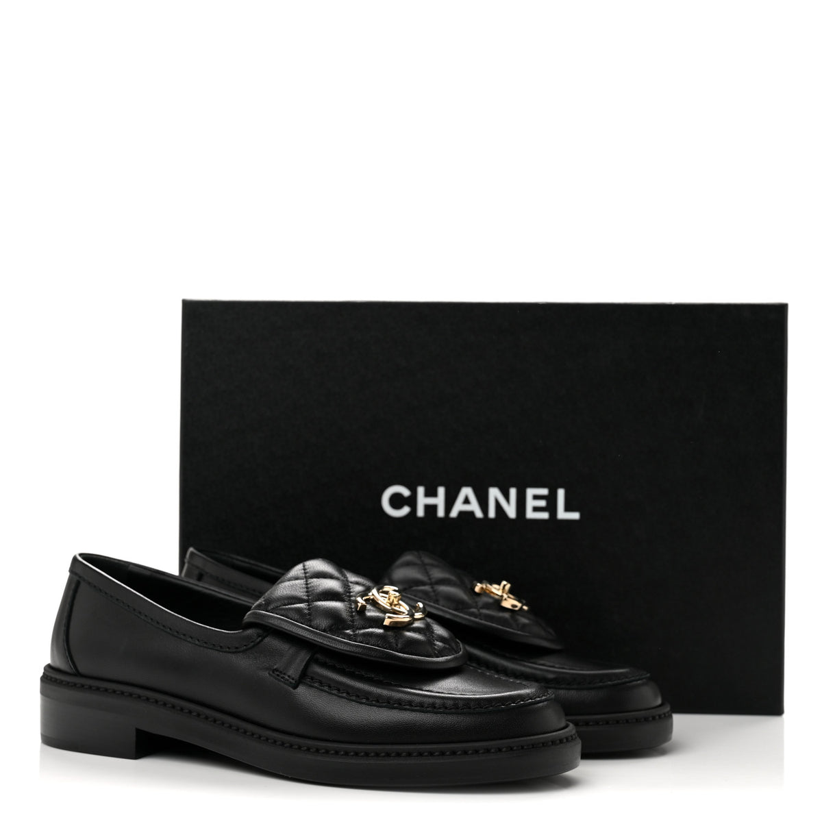 Chanel Lambskin Quilted CC Turnlock Loafers 36 Black 10 of 10