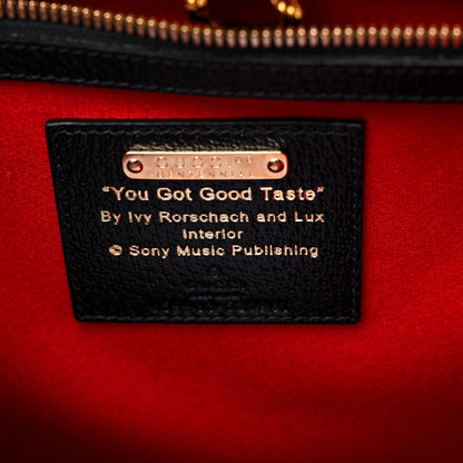 Gucci Felt Calfskin Script Logo Gucci 100 Small Shopping Tote Bright Hibiscus Black Azure 6 of 8