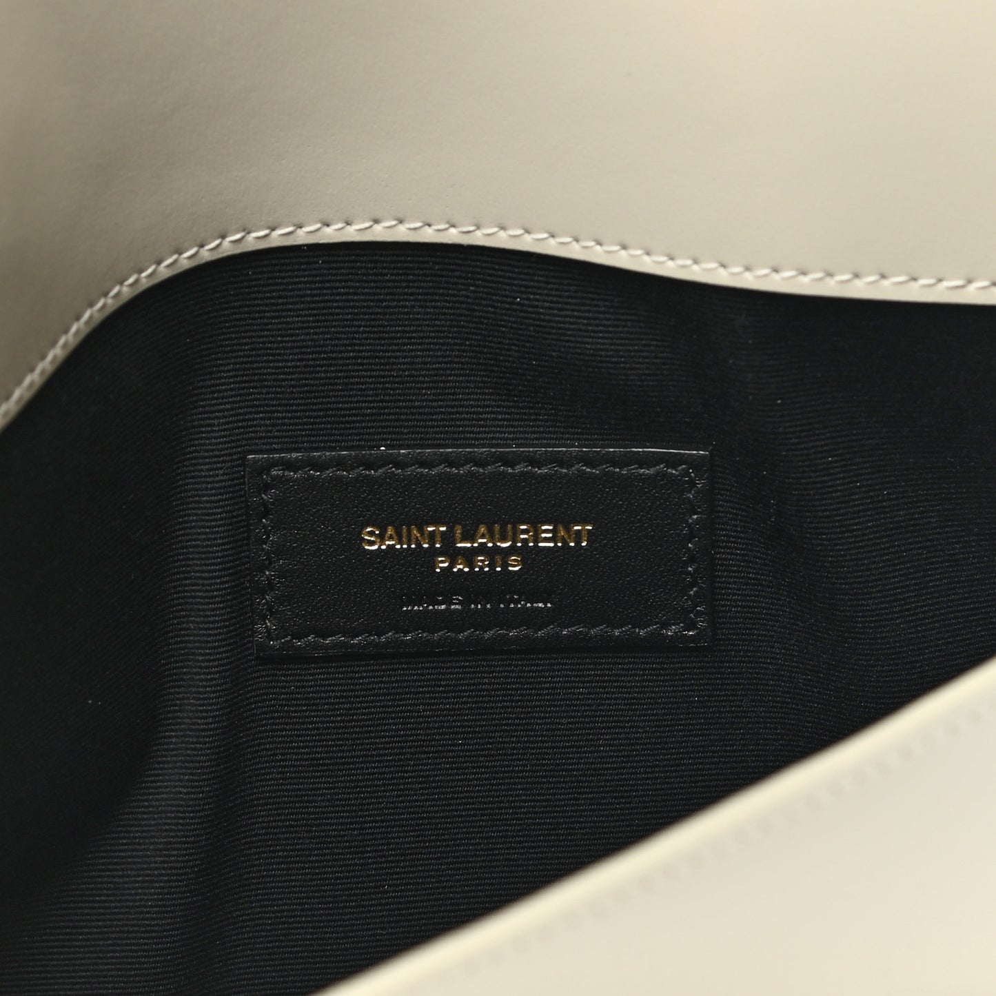 Smooth Shiny Calfskin Uptown Pouch Crema Soft