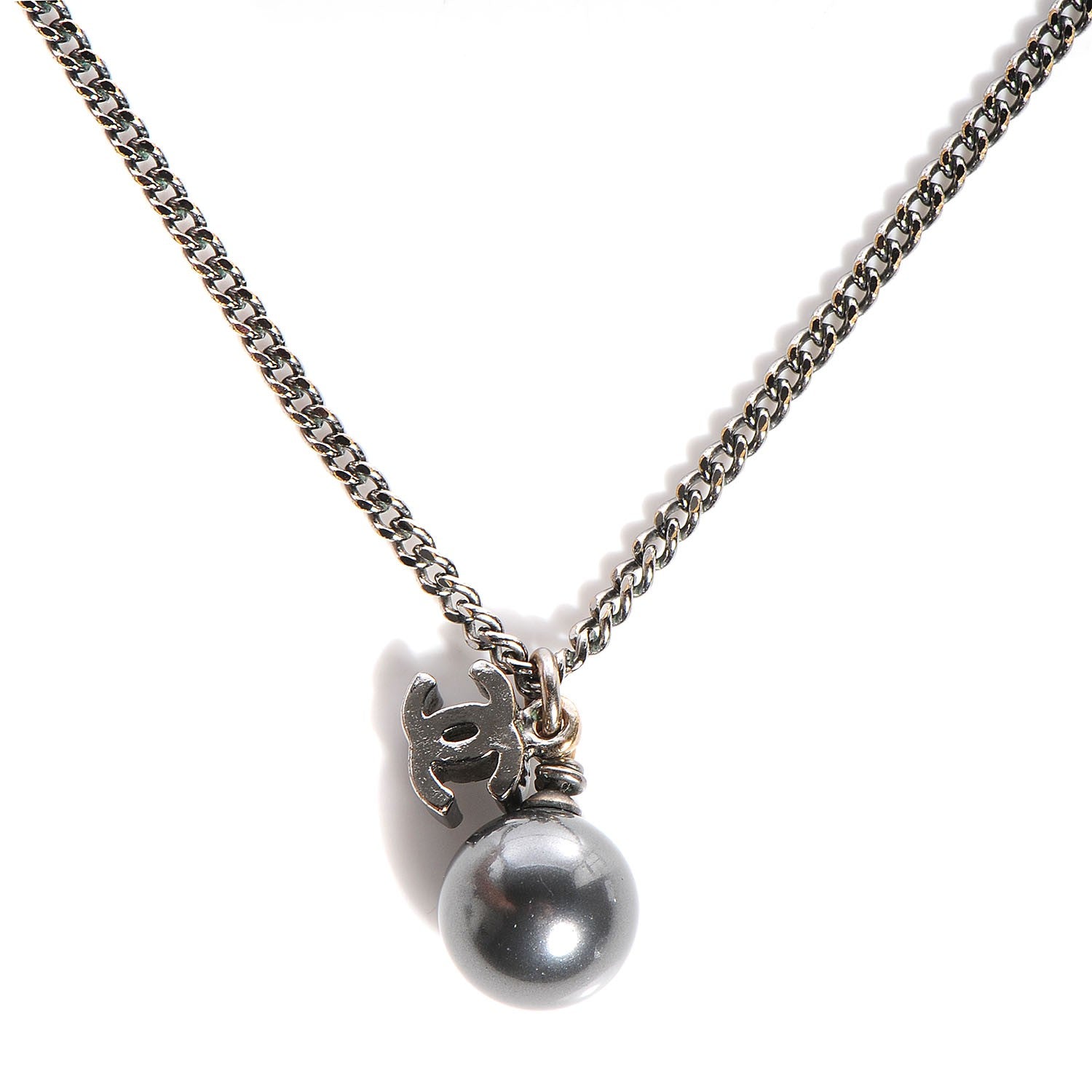 Chanel Pearl CC Drop Necklace Ruthenium 1 of 4