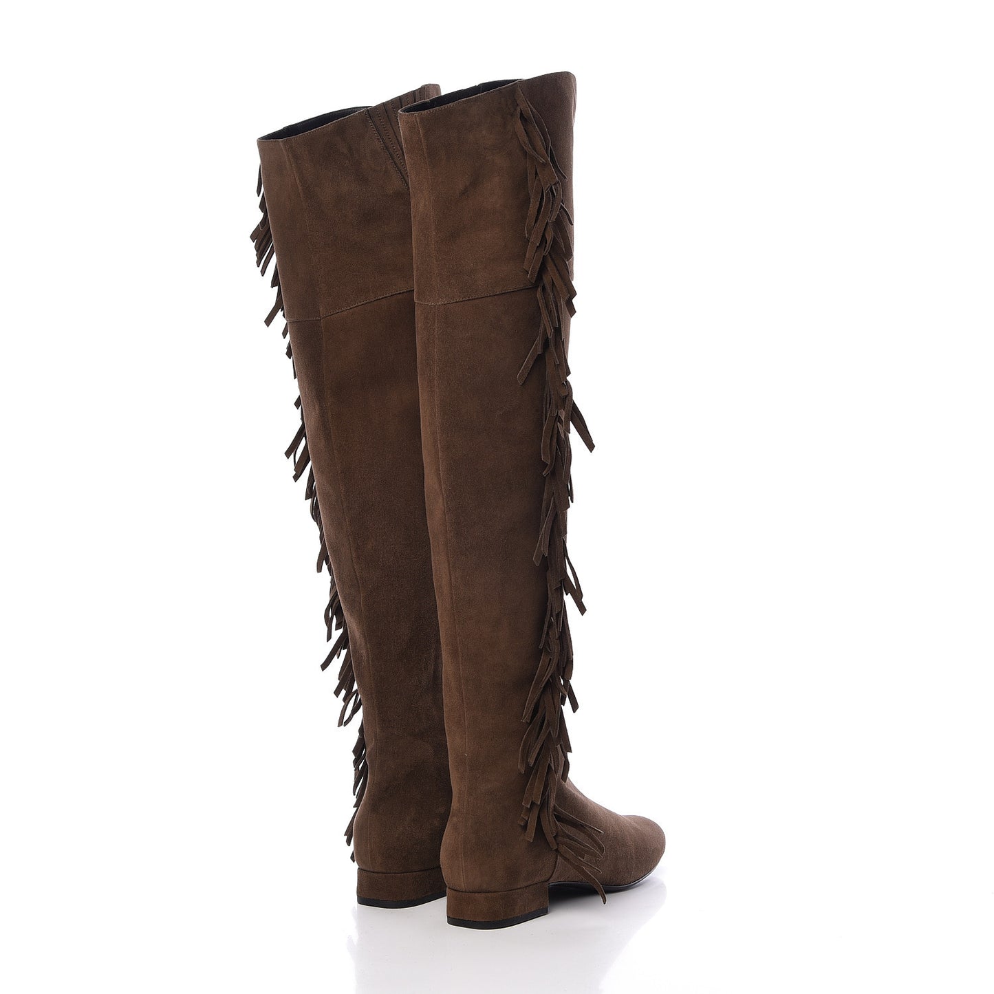 Suede Goatskin BB 20 Over The Knee Fringed Boots 37 Coffee Brown
