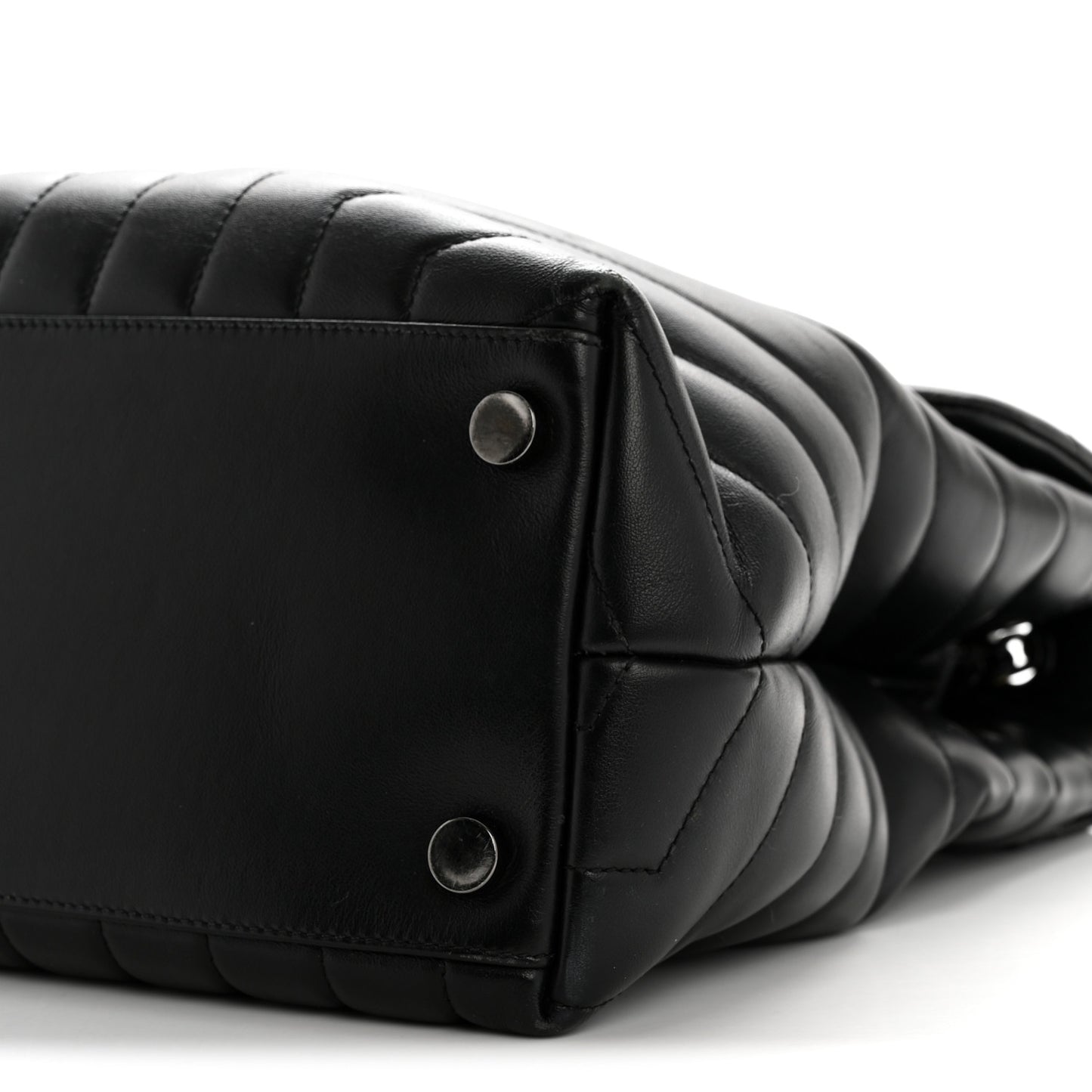 Calfskin Y Quilted Monogram Large Loulou Chain Satchel Black
