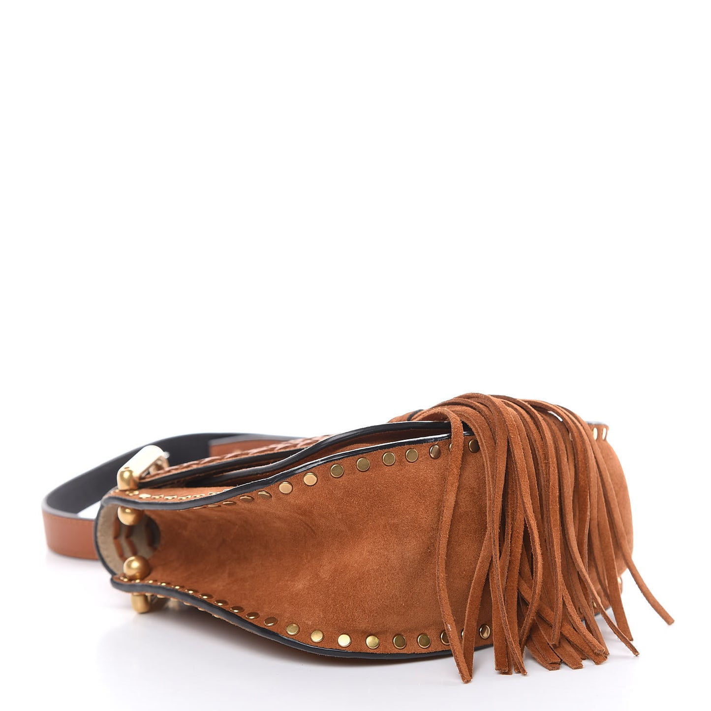 Suede Calfskin Braided Mini Hudson Shoulder Bag Caramel