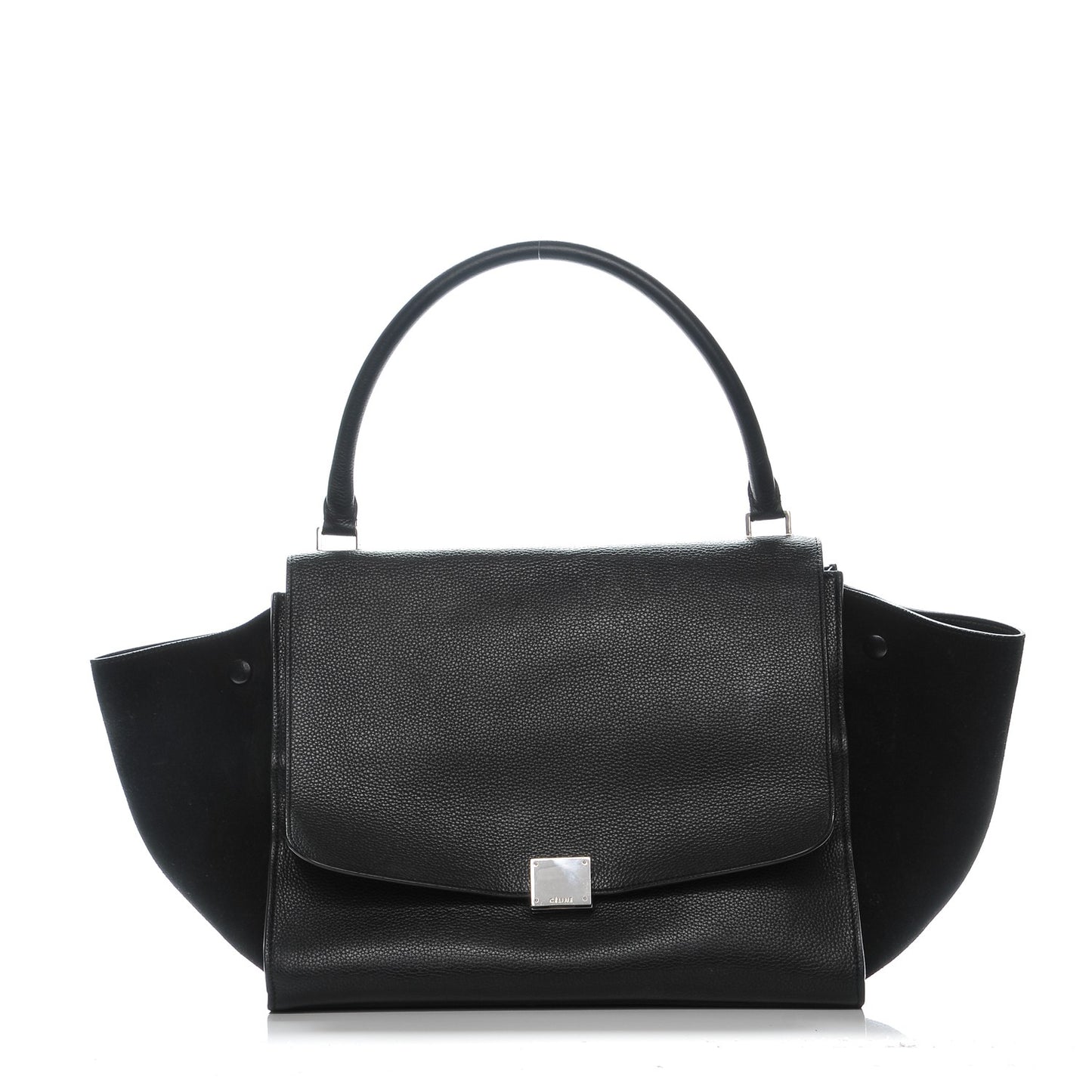 Drummed Calfskin Suede Large Trapeze Black