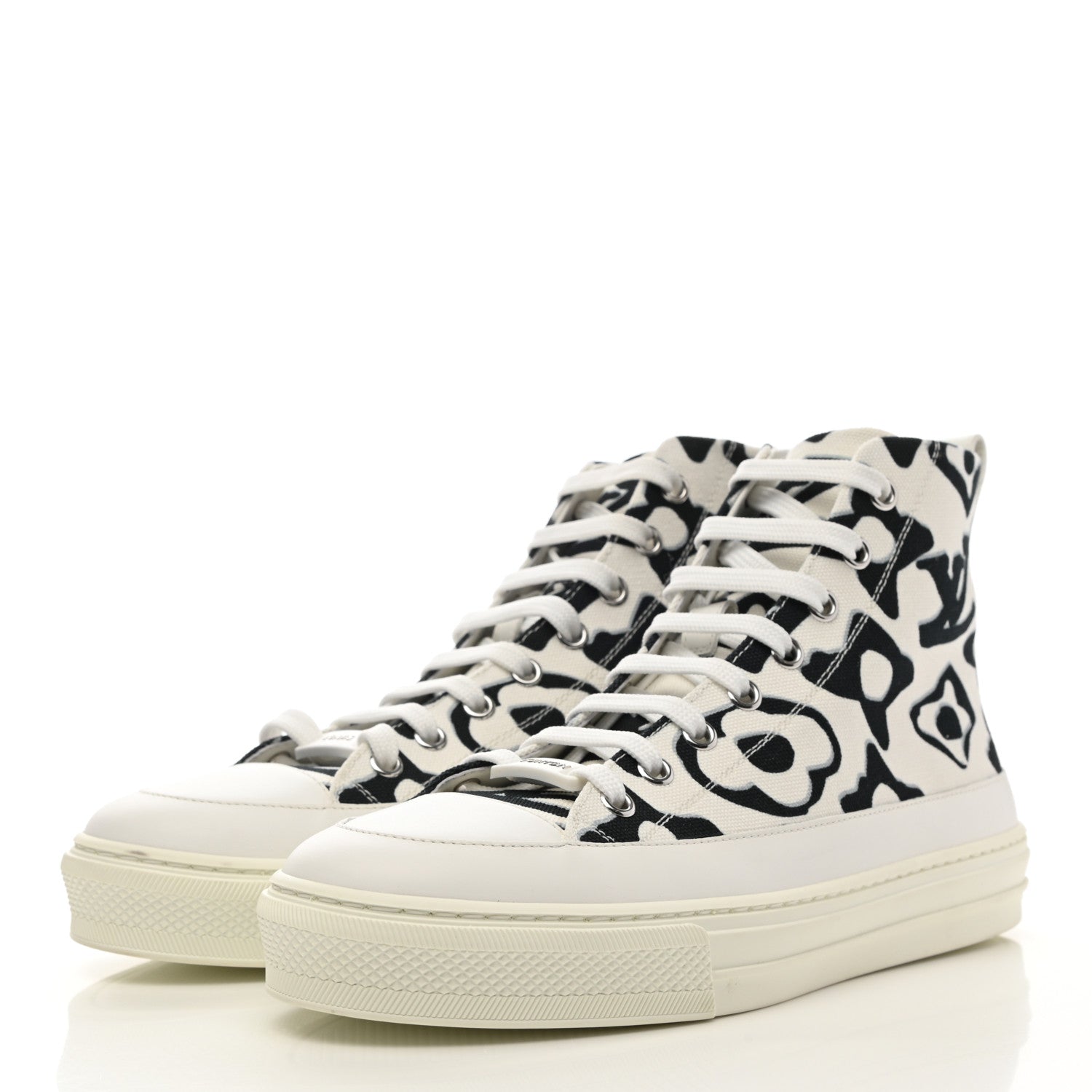 Louis Vuitton X UF Calfskin Tufted Monogram Stellar Sneaker Boots 37 White Black 3 of 12