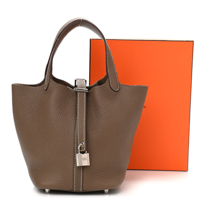 Hermes Taurillon Clemence Picotin Lock 18 PM Etoupe 11 of 11