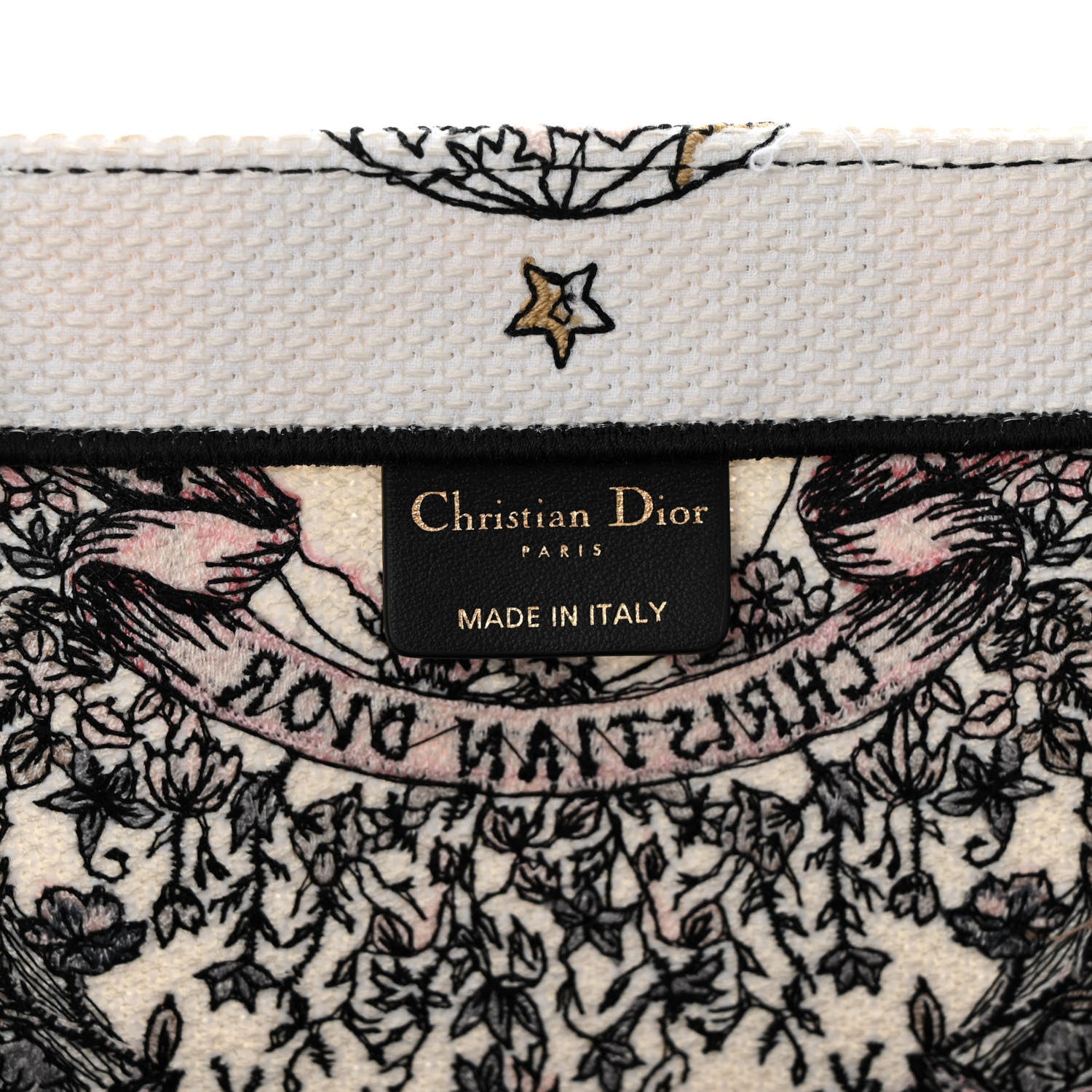Christian Dior Canvas Embroidered Large Butterfly Around The World Book Tote White Pastel Pink 6 of 10