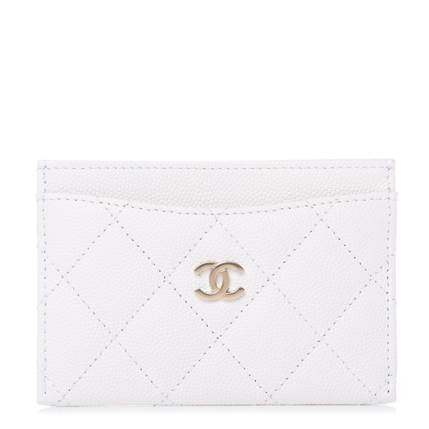 Caviar Quilted Card Holder White