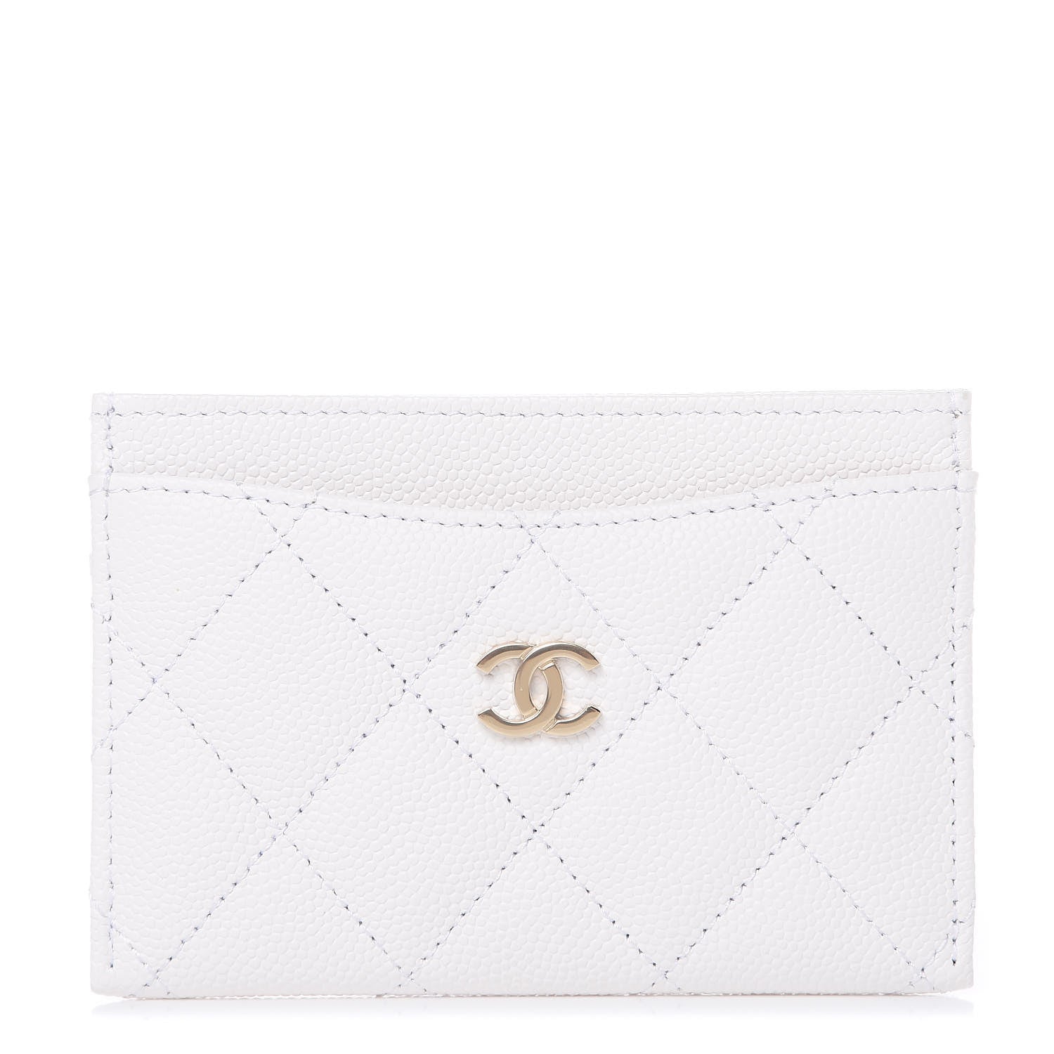 Chanel Caviar Quilted Card Holder White 1 of 9