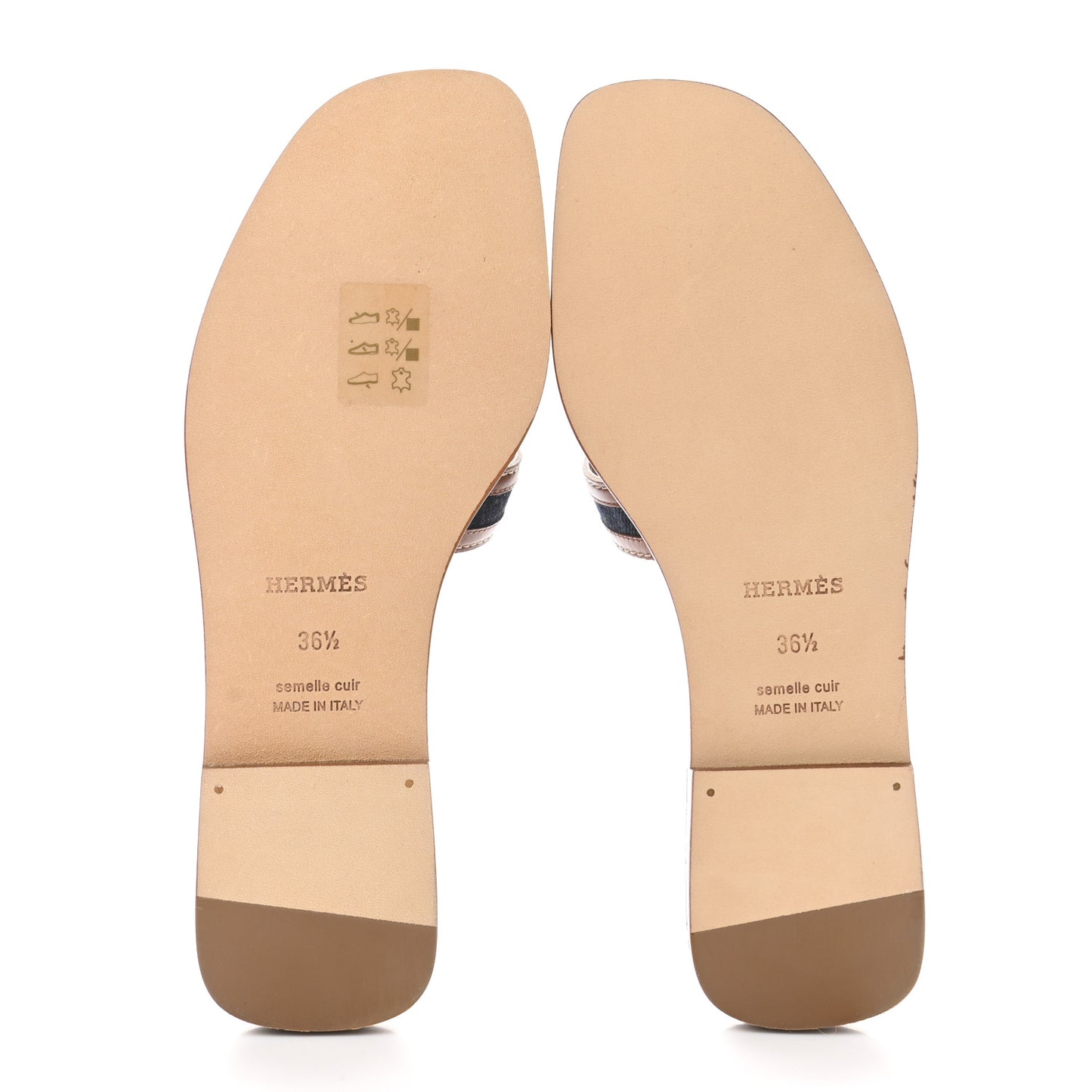 Calfskin Denim Oran Sandals 36.5 Bleu Brut Gold