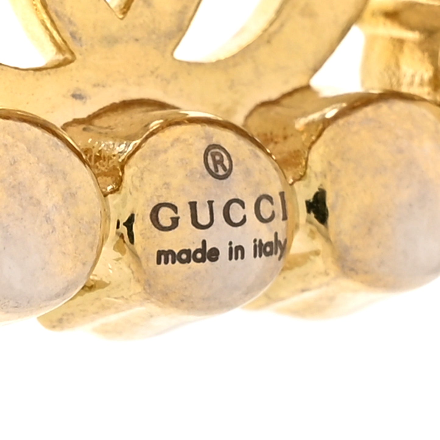 Pearl Embellished Double G Necklace Aged Gold