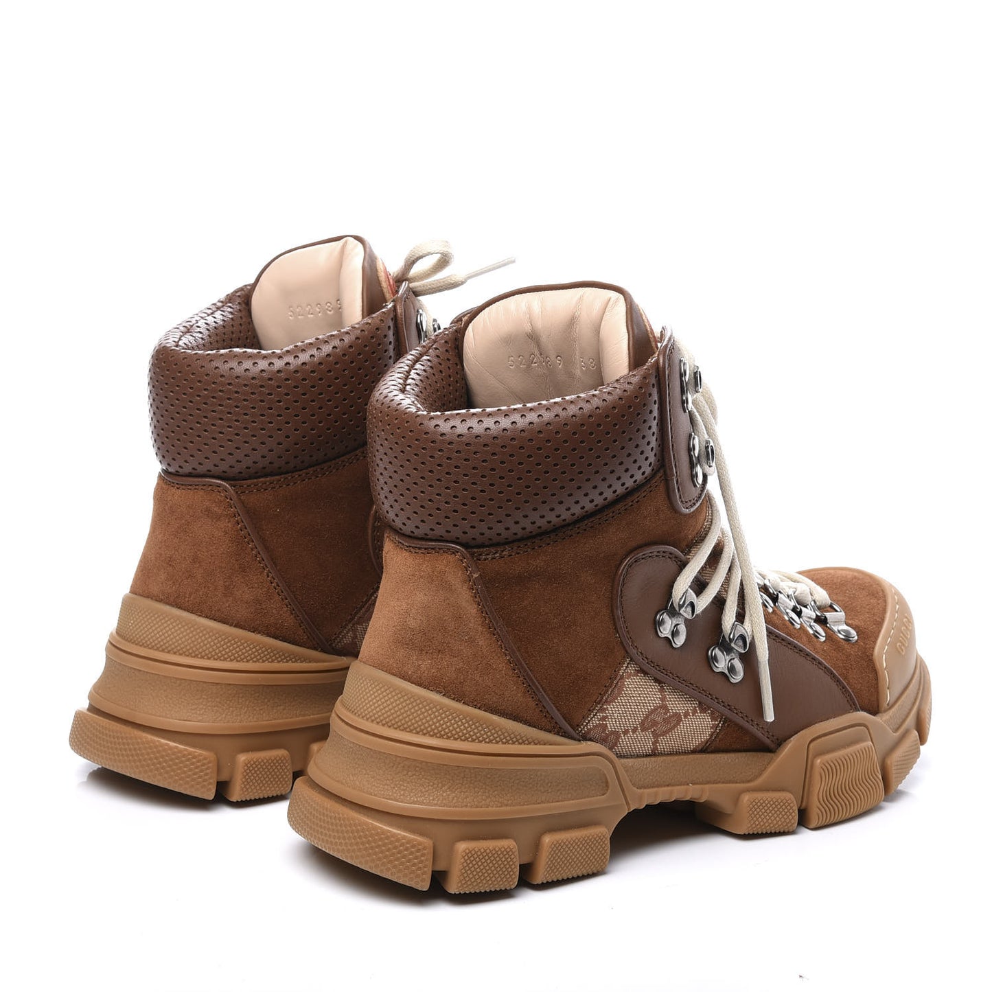 X SEGA Suede Calfskin GG Monogram Womens Flashtrek High-Top Sneakers 38 New Cuir Beige Ruggine