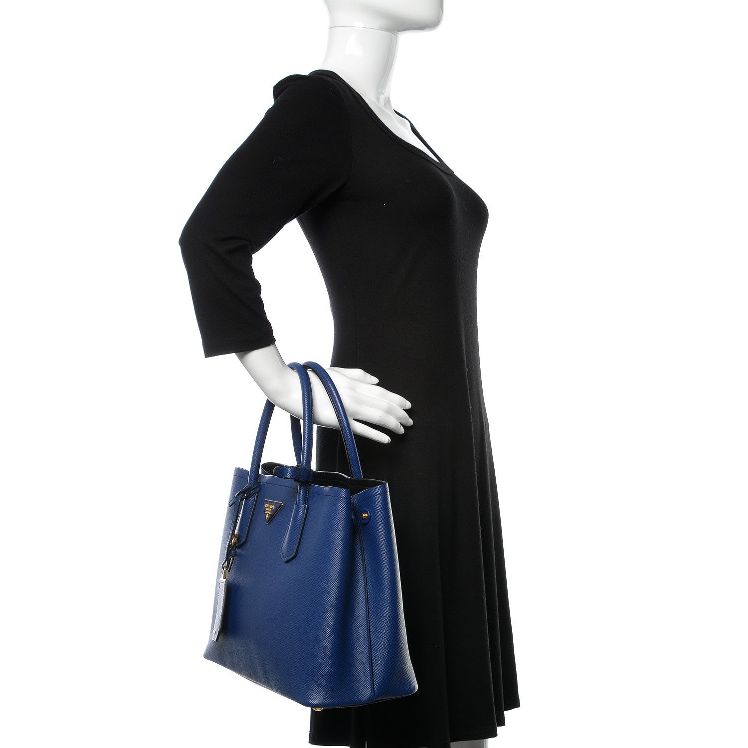 Prada Saffiano Cuir Medium Double Bag Inchiostro 2 of 10