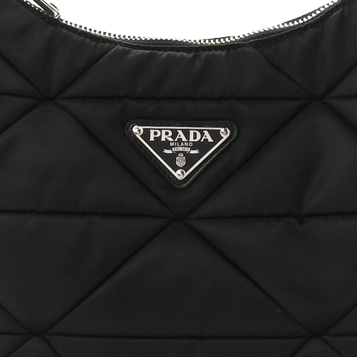 Re-Nylon Triangle Padded Patchwork Shoulder Bag Black
