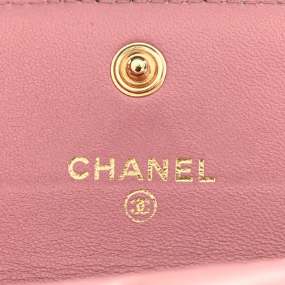 Chanel Metallic Lambskin Quilted Boy Flap Card Holder Pink 6 of 12
