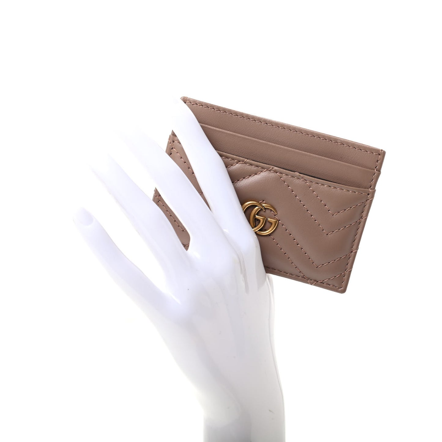 Calfskin Matelasse GG Marmont Card Holder Porcelain Rose