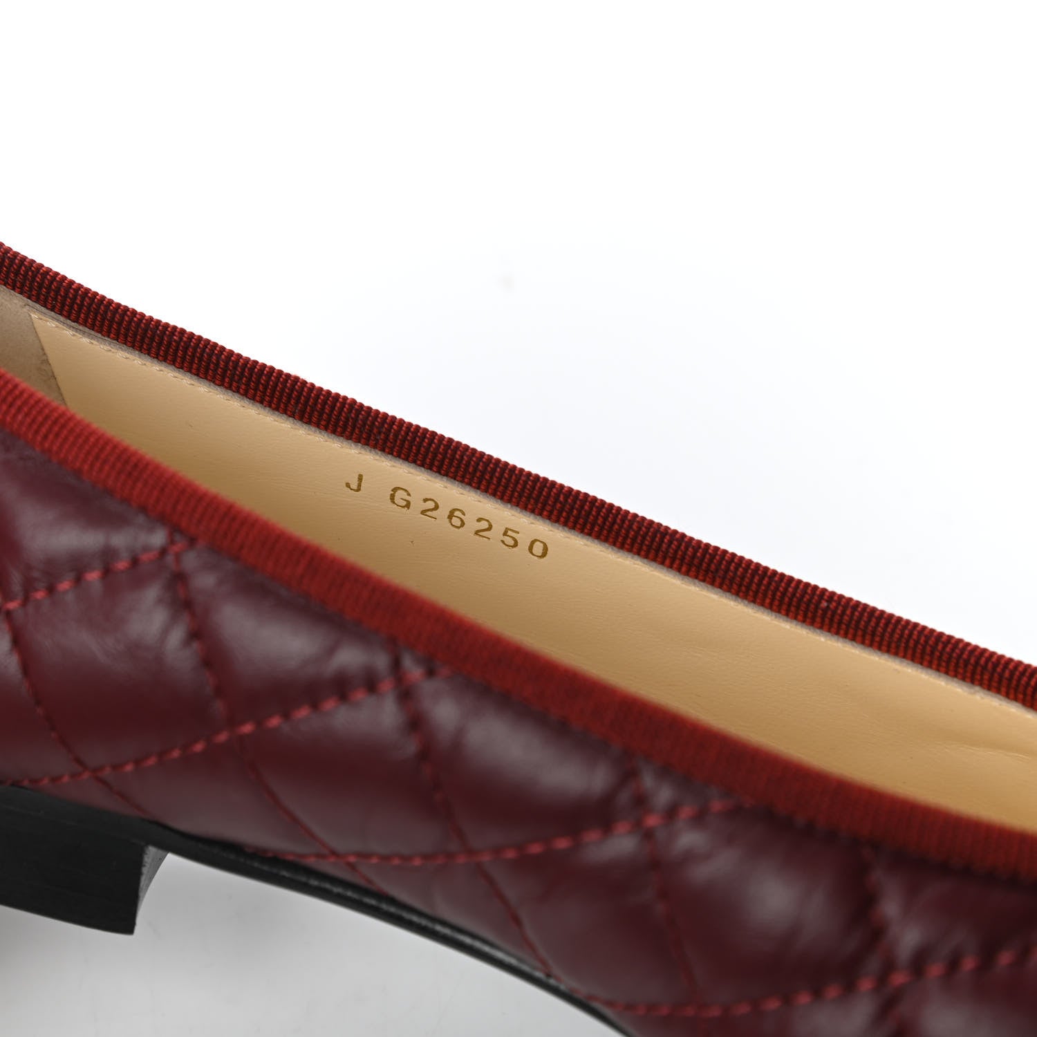 Chanel Aged Calfskin Quilted CC Cap Toe Ballerina Flats 35.5 Burgundy 8 of 9