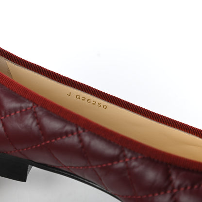 Chanel Aged Calfskin Quilted CC Cap Toe Ballerina Flats 35.5 Burgundy 8 of 9